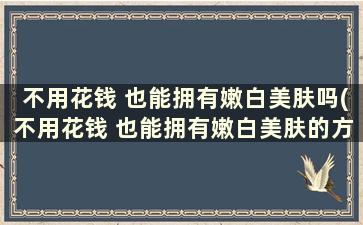 不用花钱 也能拥有嫩白美肤吗(不用花钱 也能拥有嫩白美肤的方法)